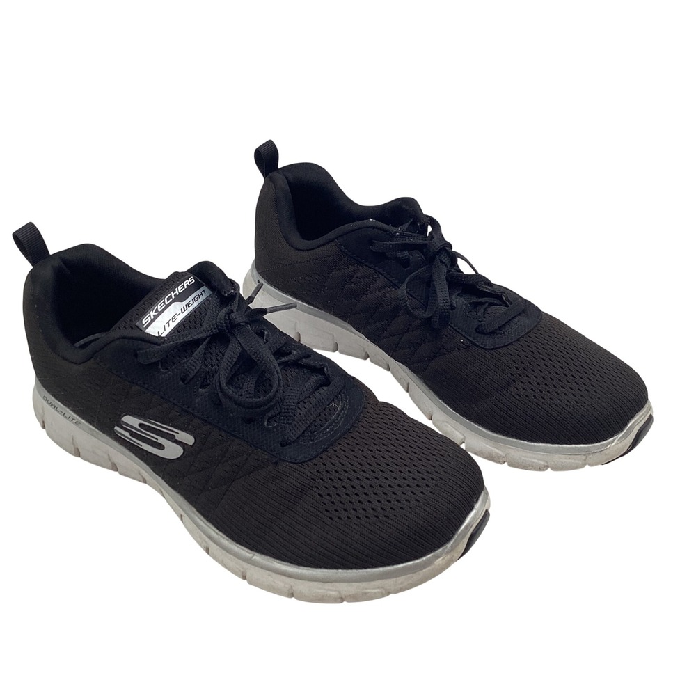Skechers Lite-Weight Dual-Lite Black Sneakers Womens 8.5 Wide Memory Foam